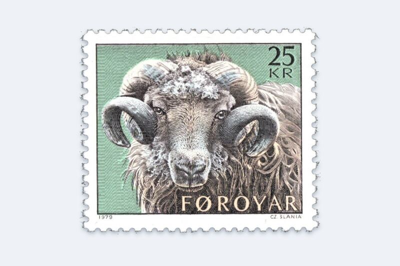 Faroe Islands 1979 stamp showing a Faroese ram